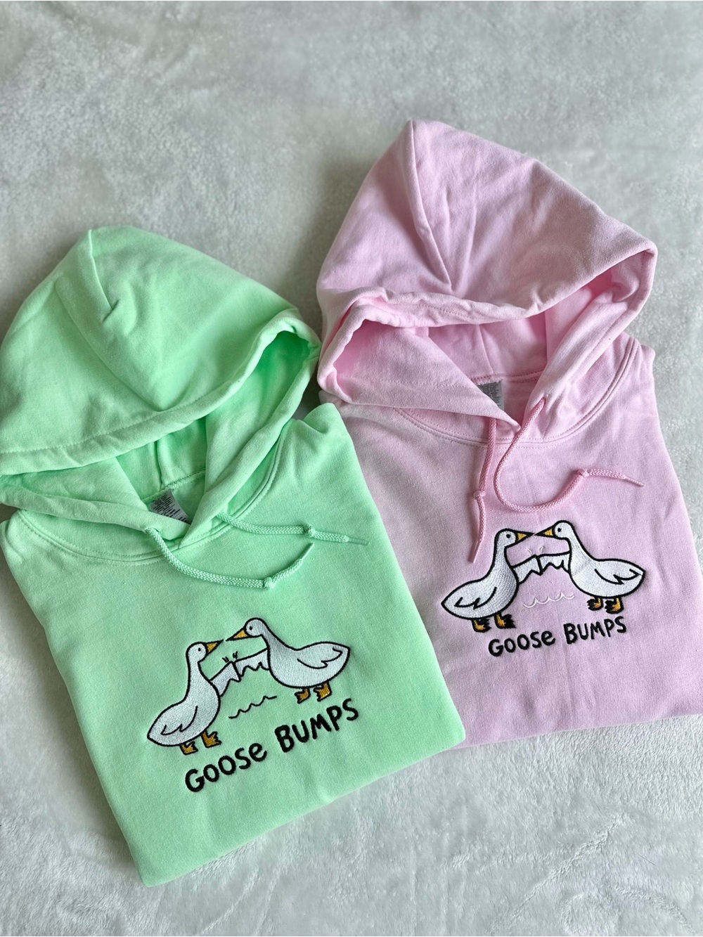 Goose Bumps Pastel Hoodies - pink and mint Pullover Hoodie